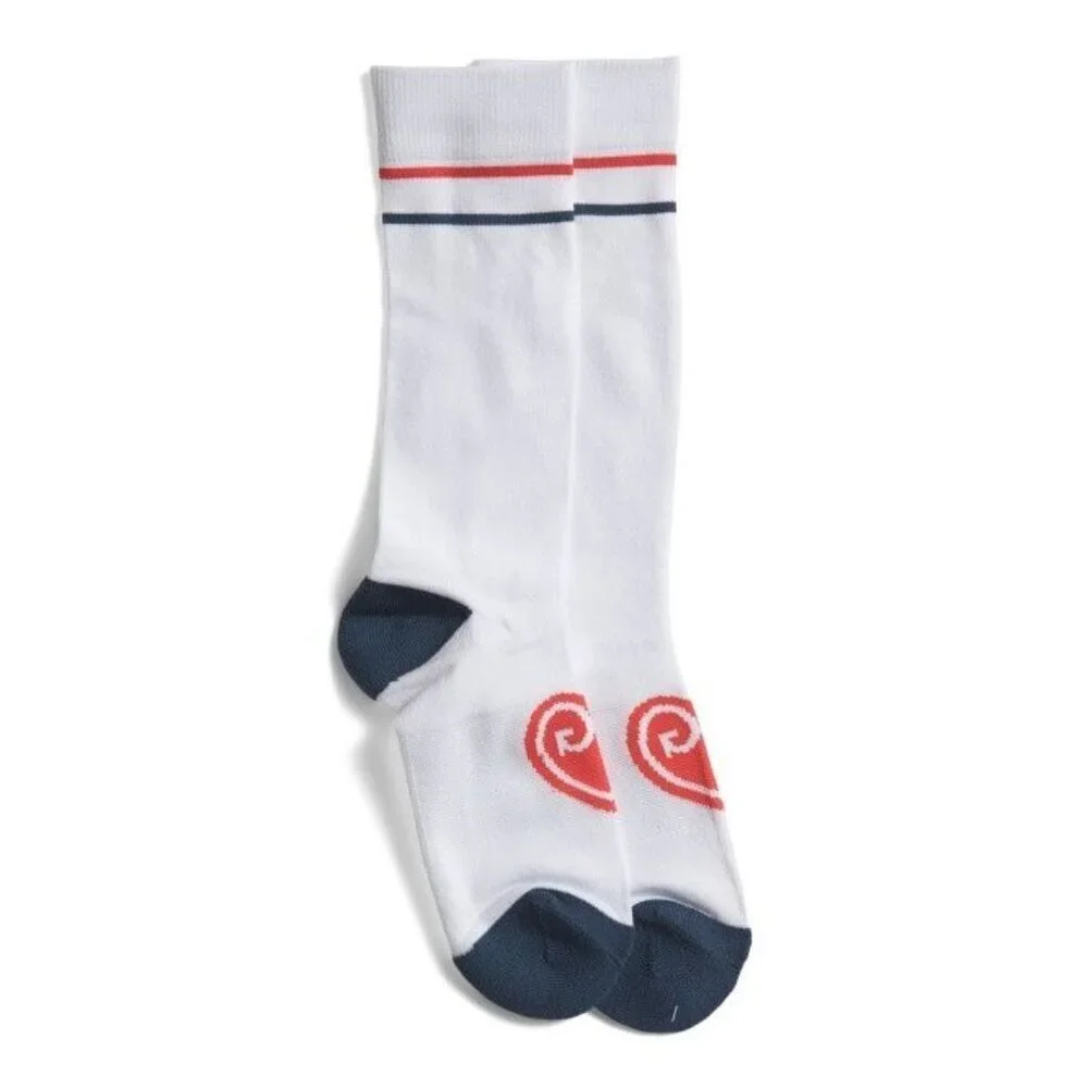 G/Fore M/L Red-White-Blue Logo Heart Super Luxe Compression Ribbed Crew Socks